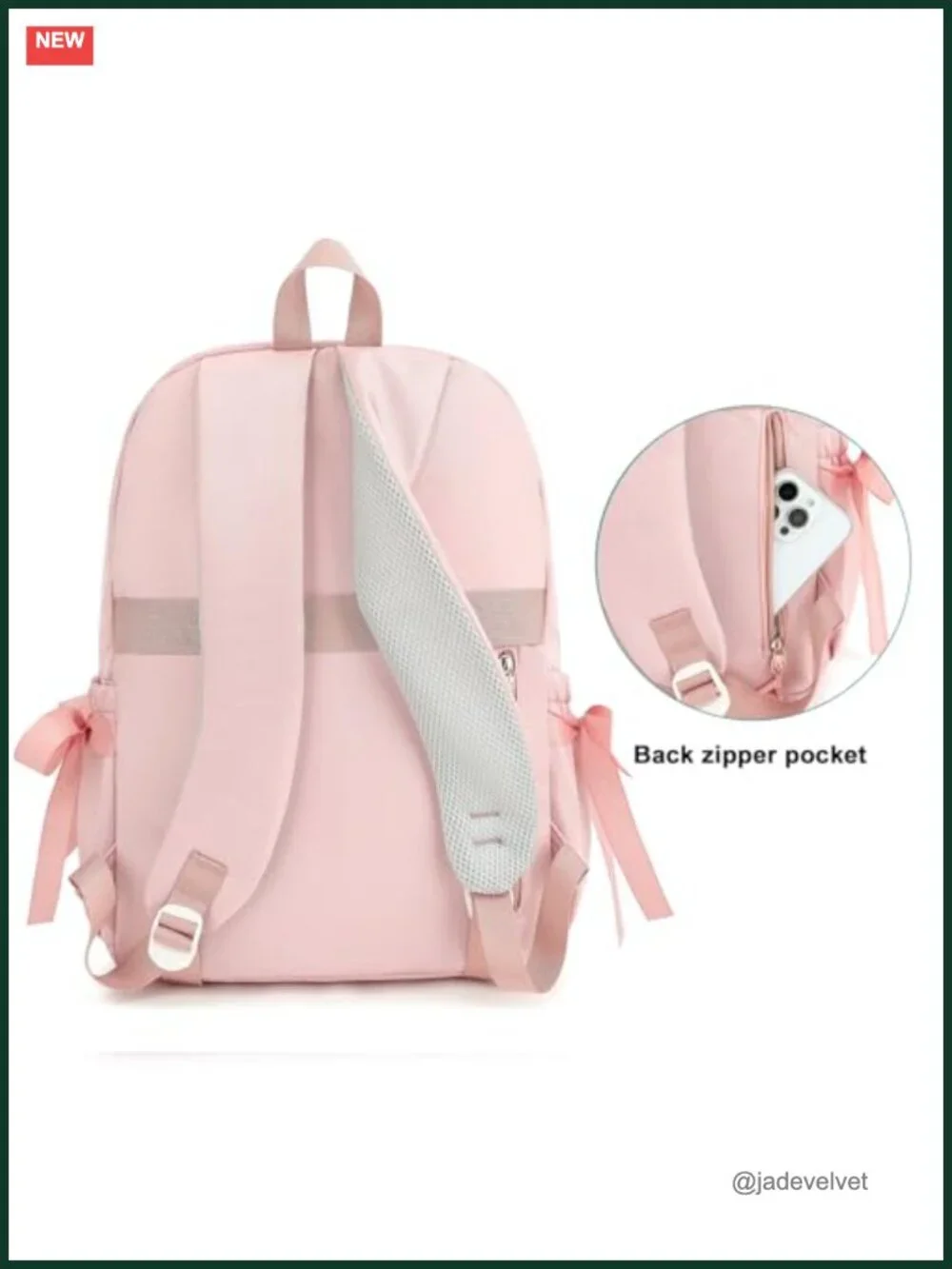 Kawaii Backpack with Bows for Girls High School Bookbag